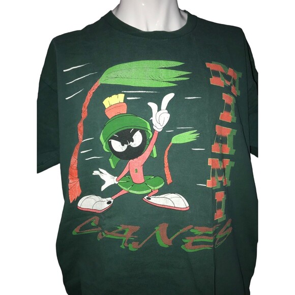 Miami Hurricanes Marvin Martian Vintage 90s Single Stitch T Shirt XL - Picture 10 of 11